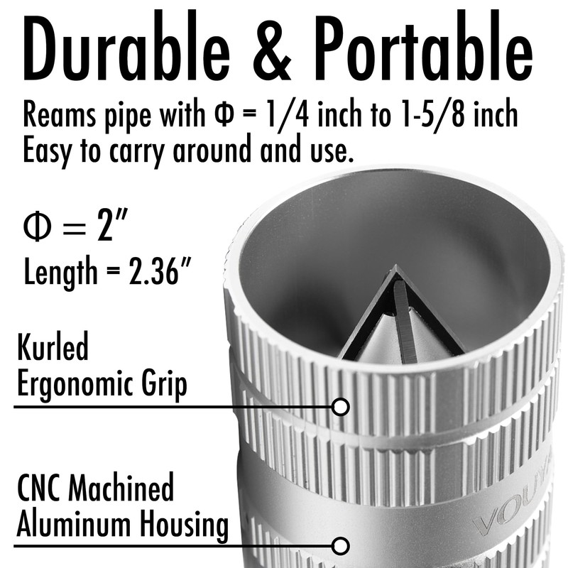 Vouyar Deburring Tool for Copper Pipe, PVC Tubing, 1/4” to