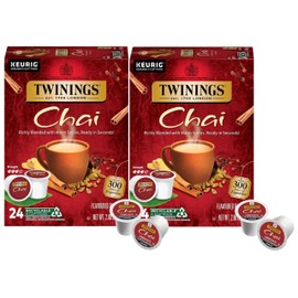 Twinings Chai Black Tea K-Cup Pods for Keurig, 24 Count (Pack of 2), Naturally Sweet and Savoury Spice Flavours, Caffeinated, Enjoy Hot or Iced