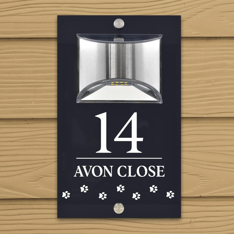 Custom Signs Solar Illuminated Modern Anthracite House Number Sign 24cm