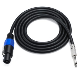 MOTONG 12AWG Speakon to 6.35mm 1/4 inch Speaker Cable 6FT, Professional Heavy Duty Copper Speakon to 6.35 TS Speaker Male to Male Audio DJ Cable Cord with Twist Lock