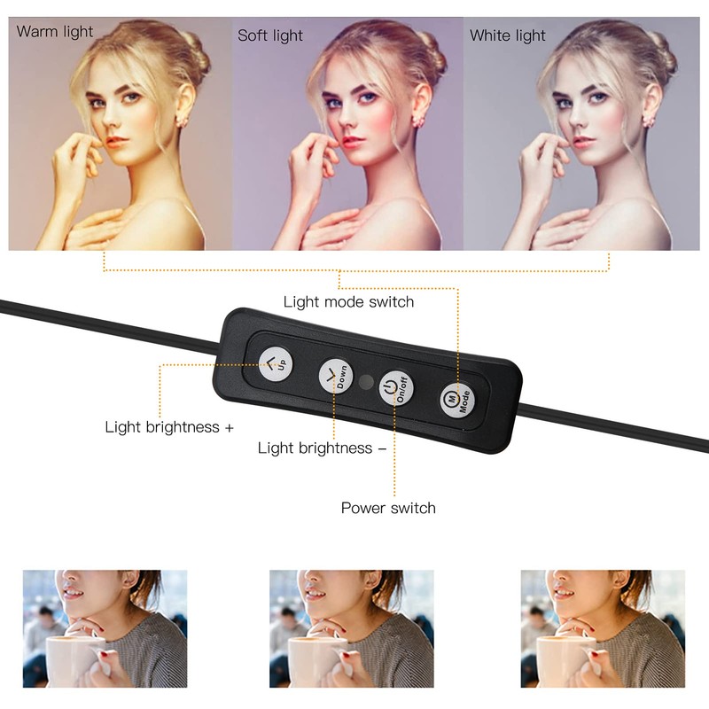 LED Dimmable Ring Light, Ring Light Black 4 Inch Brightness