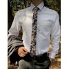 Kebocis Corbata delgada de algodón floral para hombre, Flores-azul marino