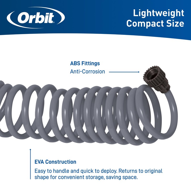 Orbit 26382 Coil Garden Hose, 25 Feet, with 8-Pattern Hose