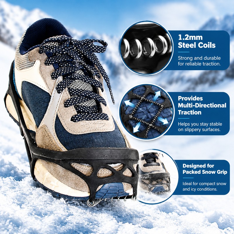 Ice Traction Cleats for Snowy Walks – Non-Slip Shoe Covers