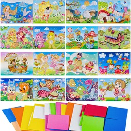 ZDNT Pack of 16 Mosaic Plug-in Game for Children, Sticky Mosaics Craft Set, Stickers for Children, Mosaic Craft Set, Children, DIY Painting, Learning Toy for Painting, Crafts, Training