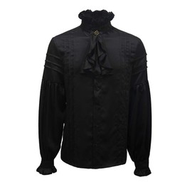 Crubelon Mens Pirate Shirt Vampire Renaissance Medieval Victorian Gothic Clothing (Black, X-Large)