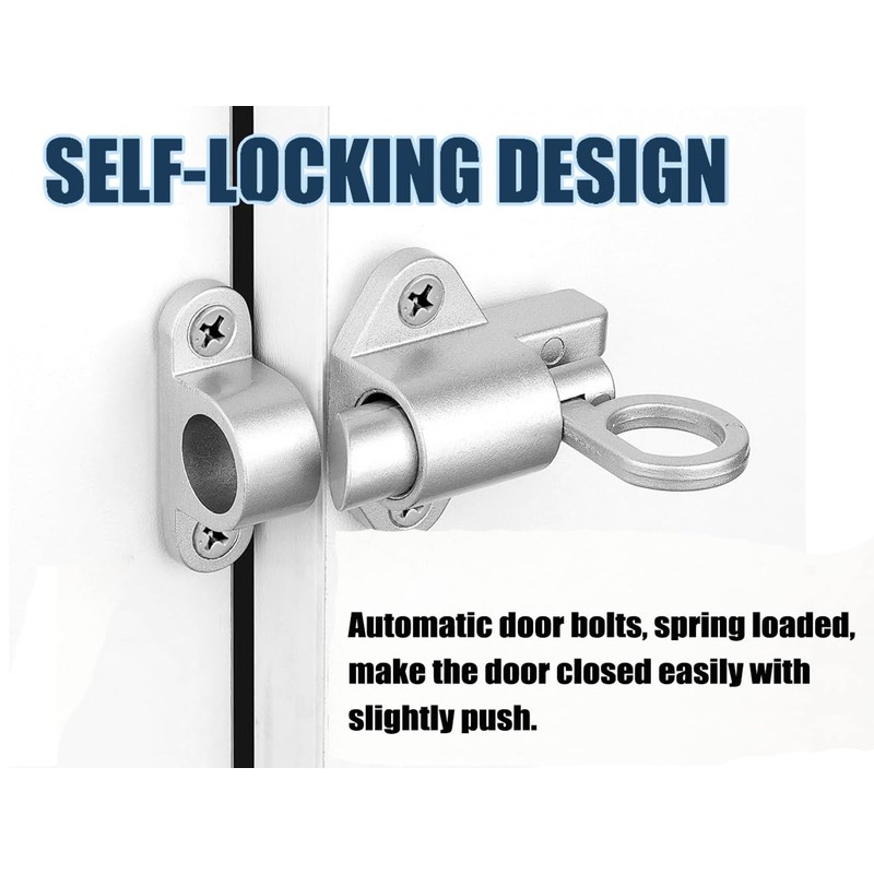 Litensh Self-Closing Latch, Spring Door Lock Latch，Resilient Bolt Latch, Spring