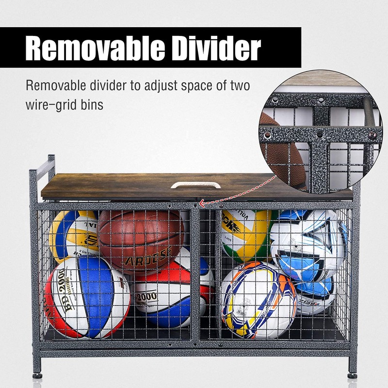 Mythinglogic Rolling Ball Storage Cart, Sports Equipment Storage Organizer for