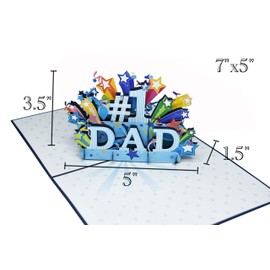 Teabug Cards No 1 Dad Fathers Day Card, Pop Up Birthday Card, Retirement Card, Congratulations Card