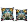 StudioMetzger Beautiful Stained Glass Christian Cross Religious Symbol Throw Pillow,