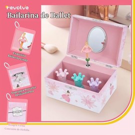 Caja de música Taopu para niñas con bailarina giratoria, joyero musical con diseño de hada para almacenamiento de joyas para niños, juguetes para niña