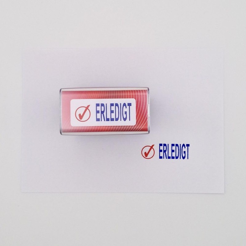 COLOP Printer 20 Text Stamp with Pictogram, Blue and Red