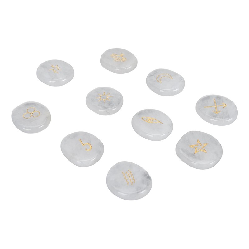 10Pcs Engraved Rune Stones Palm Stones Healing Witch Rune Stone