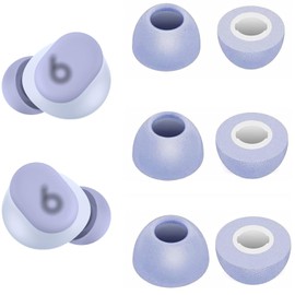 Beat-s Solo Buds Memory Foam Eartips for Earbuds, Fit in the Case, Noise Isolating Fit, S/M/L, 3 Pairs Set, Purple, 214