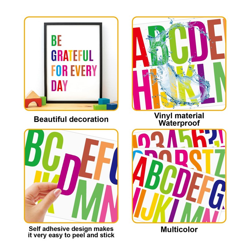 YNHAY 480 Pcs Waterproof 3" Vinyl Alphabet & Number Stickers