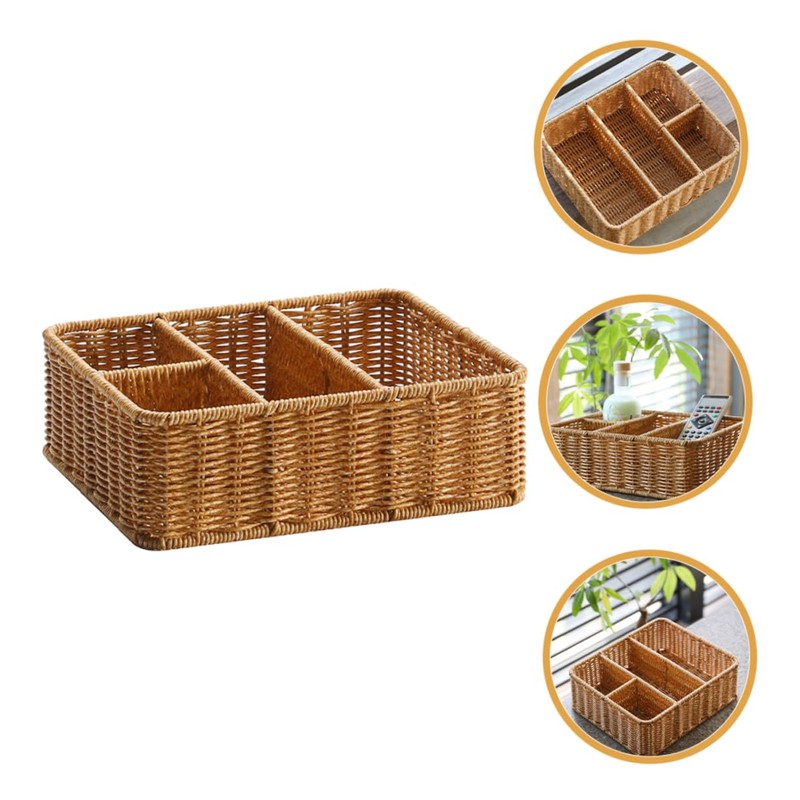 LABRIMP Woven Storage Basket Cosmetic Organiser Drawer Dividers Organizer Decorative
