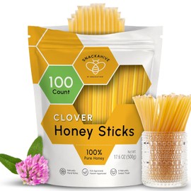 Snackathon Honey Sticks, Clover Blossom Pure Honey, 100 Count Bulk, Made in USA Honey Straws for Tea, Coffee & On-the-Go Snacks, Single Serve (1 Teaspoon per Stick)