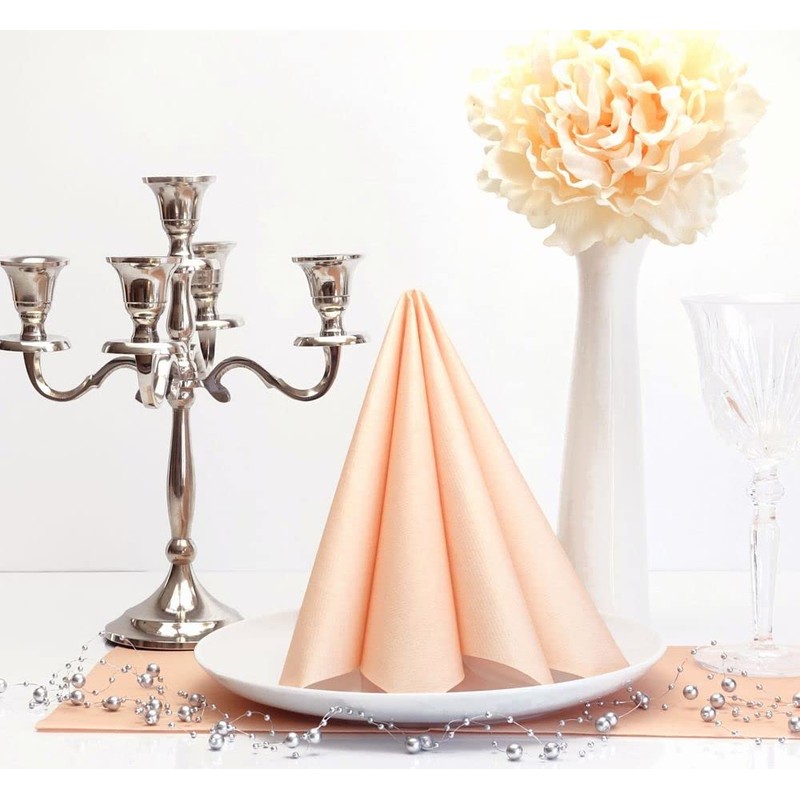 50 Apartina Napkins Fabric-Like Airlaid, Plain, Bleached Apricot, Size 40