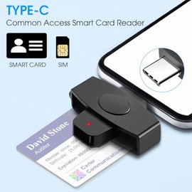 Lector de Tarjetas Inteligentes Tipo C Declaración de impuestos bancaria Tarjeta SIM/IC Lector de Tarjetas de identificación USB C, Smart CAC Card Rea