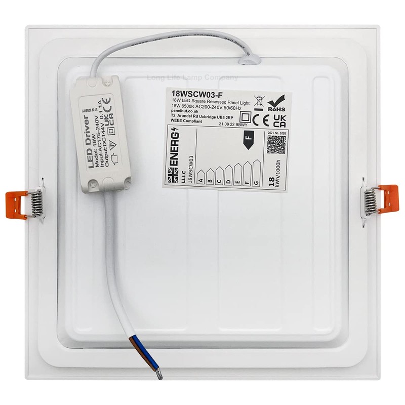 Recessed LED Ceiling Panel Light Square 18w Cool White 6500k