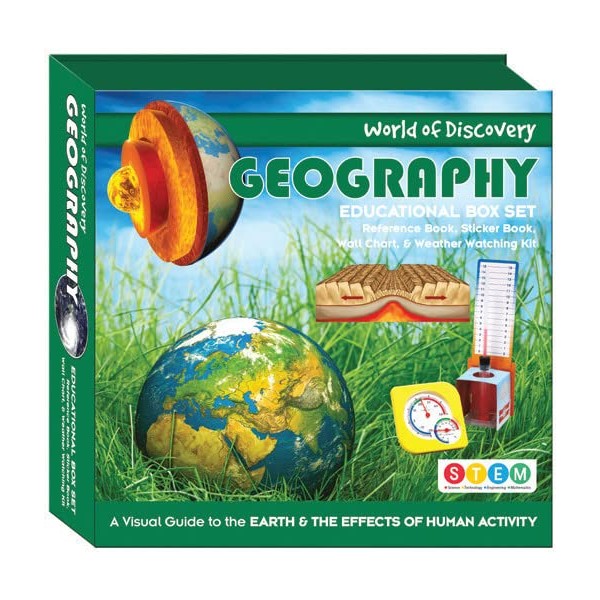 Children's Geography Educational Box Set - Includes Reference Book, Sticker