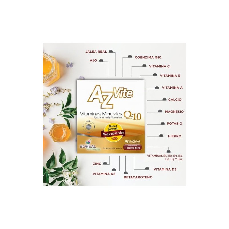 Suplemento Alimenticio Azvite Caja Cápsulas Multivitamínico Nutricional Multivitaminas Adultos Vitaminas