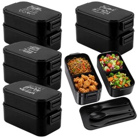 Domensi 4 Pcs Employee Appreciation Gifts Black Plastic Double Layer Bento Boxes Team Thank You Gifts Motivational Office Lunch Boxes Bulk for Employee Staff Coworker Nurses Teachers Volunteers Worker
