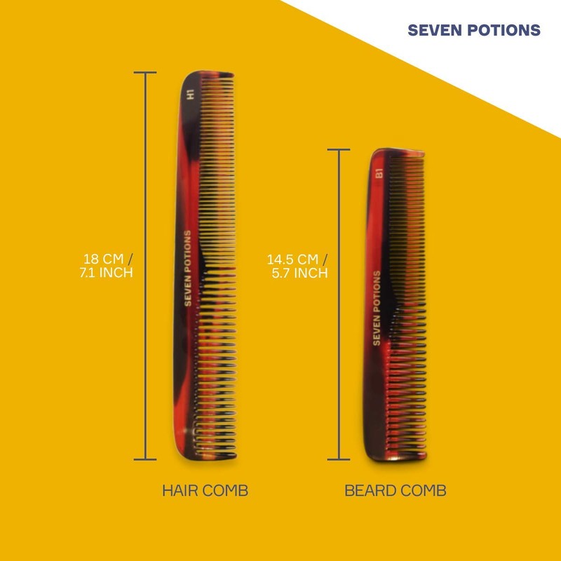 Seven Potions Beard Comb — Fine and Coarse-Tooth Comb for
