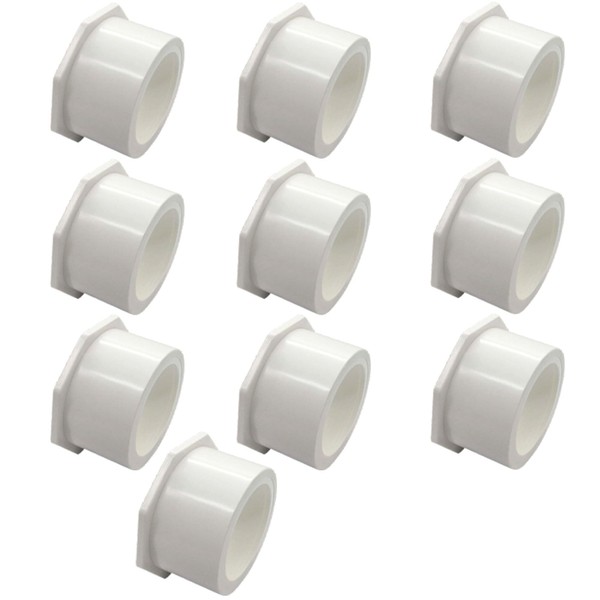 3/4 x 1/2 Inch PVC Reducing Bushing 10 Pcs White