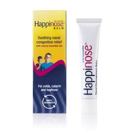 Happinose Balm Nasal Decongestant with Essential Oils for Colds, Catarrh and Hay Fever, 14g