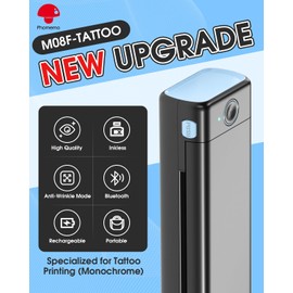 Phomemo Tattoo Stencil Printer, M08F Wireless Thermal Tattoo Printer with 10pcs Transfer Paper, Compatible with Phone/Tablet/PC, Tattoo Supplies for Tattoo Artists & Beginners, Black & Blue ﻿