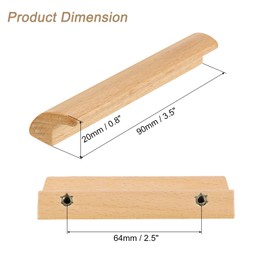 sourcing map 2Pcs Wood Drawer Pulls Handles, 64 mm/2.5" Hole Spacing Bridge Shaped Beech Wood Cabinets Drawer Knobs Pull Handles for Kitchen Cabinets Furniture