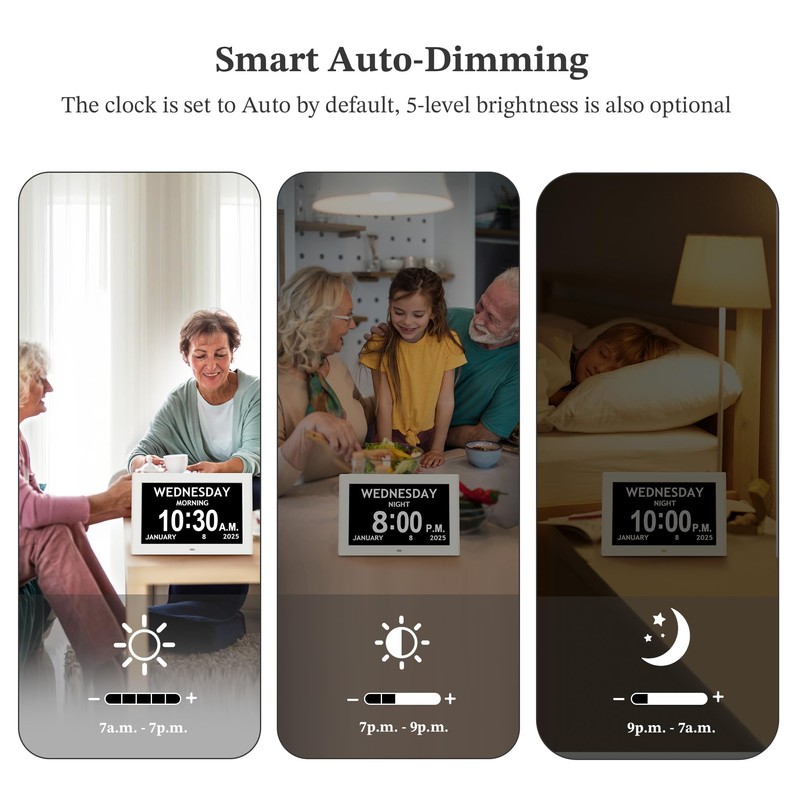 10.1'' Digital Clock, 1280*800p HD Extra Large Display, Dementia Clock