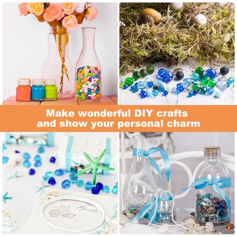 M METERXITY ハイラスターラウンドファイヤーグラスビーズ ガラスジェム ガラス小石 ガラスビーズ 花瓶/ファイヤーピット/クラフト/水槽/庭の装飾用 8-13mm 350g/0.77ポンド 透明