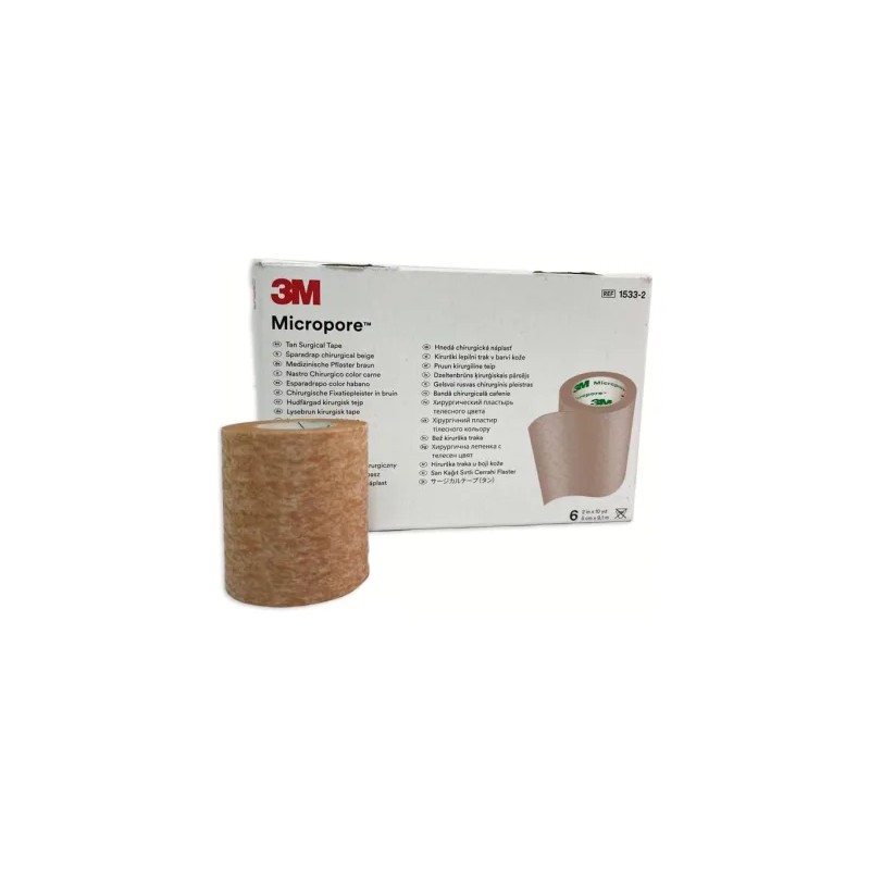 Cinta Micropore 3m Piel 5cm (2 Pulgadas) C/6 Rollos 1533-2*