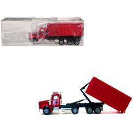 DCD Peterbilt 367 Red Roll-Off Dump Truck 1/87 (HO) Plastic Model Car Promotex Euro 2 Emission 30t Diesel Automatic Used
