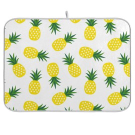 ZzWwR Yellow Pineapple Summer Tropical 16 x 18 Inches Absorbent Dish Drying Mat Microfiber Kitchen Countertop Table Protector Multi-Purpose Counter Rack Sink Drainer Pad