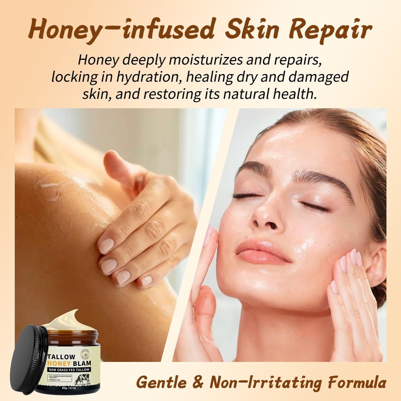 Beef Tallow for Face,Tallow and Honey Balm,Tallow Face Moisturizer Organic