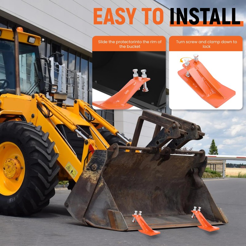 2Pcs Tractor Bucket Protector,Bucket Edge Anti-Skid Device,Double Hexagon Lock Nuts
