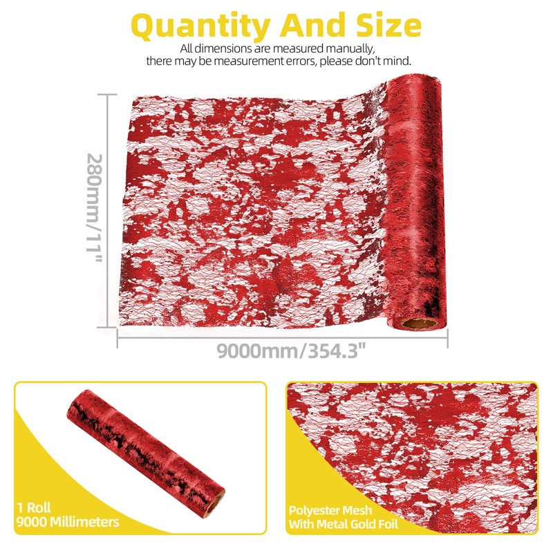 Mardatt 1 Roll Glitter Metallic Table Runner, 11in x 30Ft