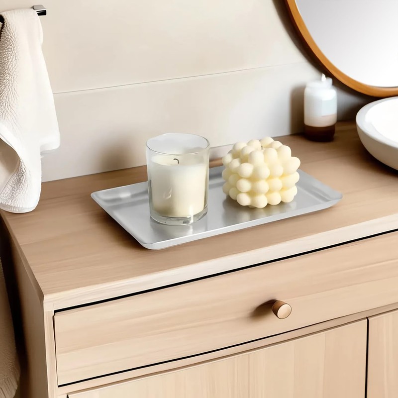 IMEEA Silver Tray SUS304 Stainless Steel Rectangular Tray for Bathroom