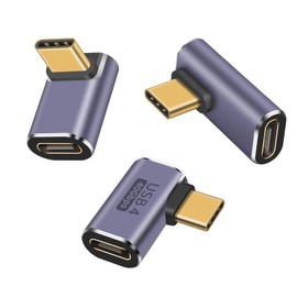 HUAZIZ 3 Pieces USB C 90 Degree Adapter Angle Plug 3 Types, USB C Male to Female Angle Adapter L Shape 90 Degree Type C Adapter