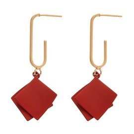 Red Irregular Geometric Dangle Earrings for Women, Cute Dainty Lightweight Drop Earrings for Woman, Trendy Red Rhombic Dangling Earrings (559-Red)