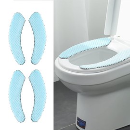 timecity 2Pairs Plush Warm Thick Padded Toilet Seat Cover Mat Non Slip Soft Toilet Seat Cushion Washable Bathroom Warmer Static Cling Toilet Seat Cover Non Adhesive for Toilet (Blue)