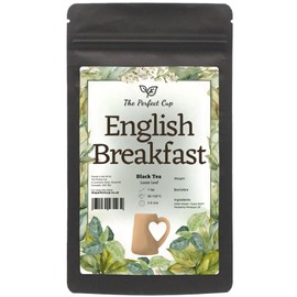 English Breakfast Tea Black Loose Leaf Tea (100g) Premium Blend Assam Darjeeling Ceylon, Ideal for Breakfast, Contains Caffeine, Very Aromatic, Tasty and Full of Flavour, Dark Resealable Package
