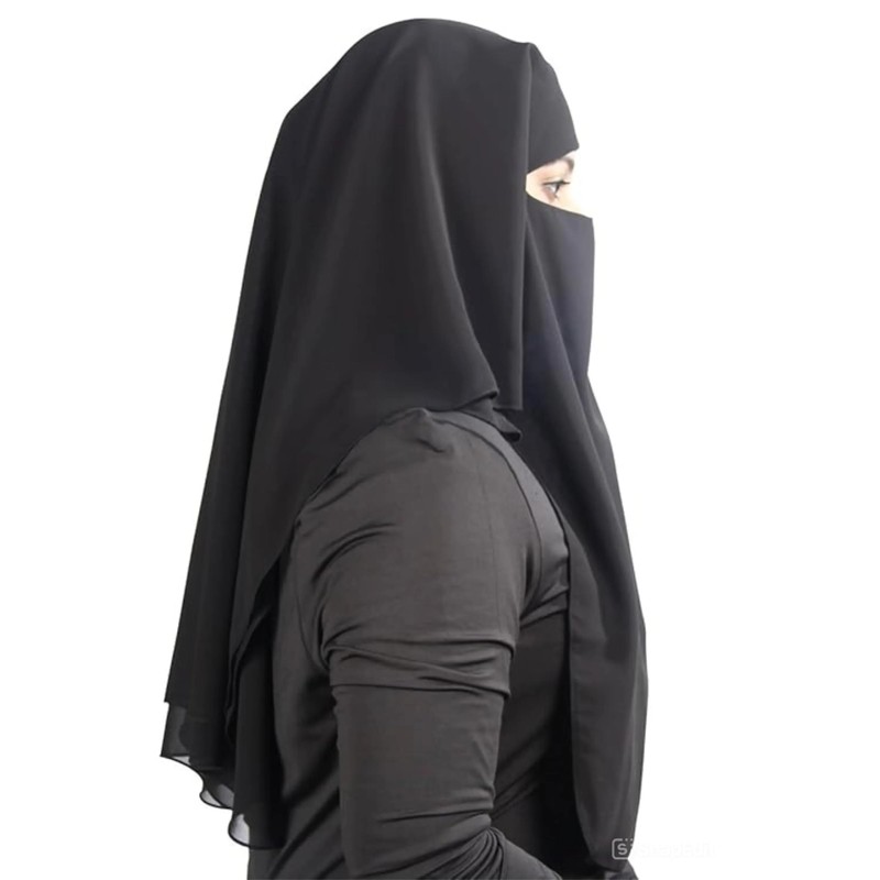 3-Layer Saudi Niqab for Women – Breathable Georgette, Full Face