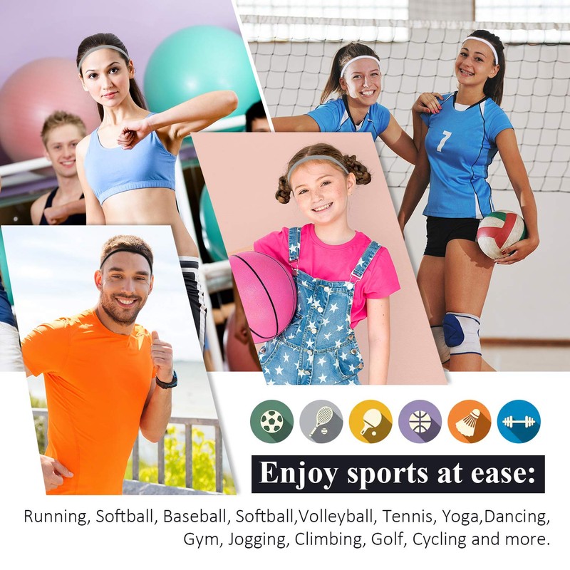 4 Pieces Thick Non-Slip Elastic Sport Headbands Hair Headbands for