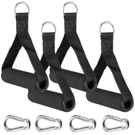 Maxqzin 4pack Resistance Band Handles, Heavy Duty Exercise Handles, Rope Handle with 4 Carabiners, Workout Bands with Handle for Cable Machine Attachment