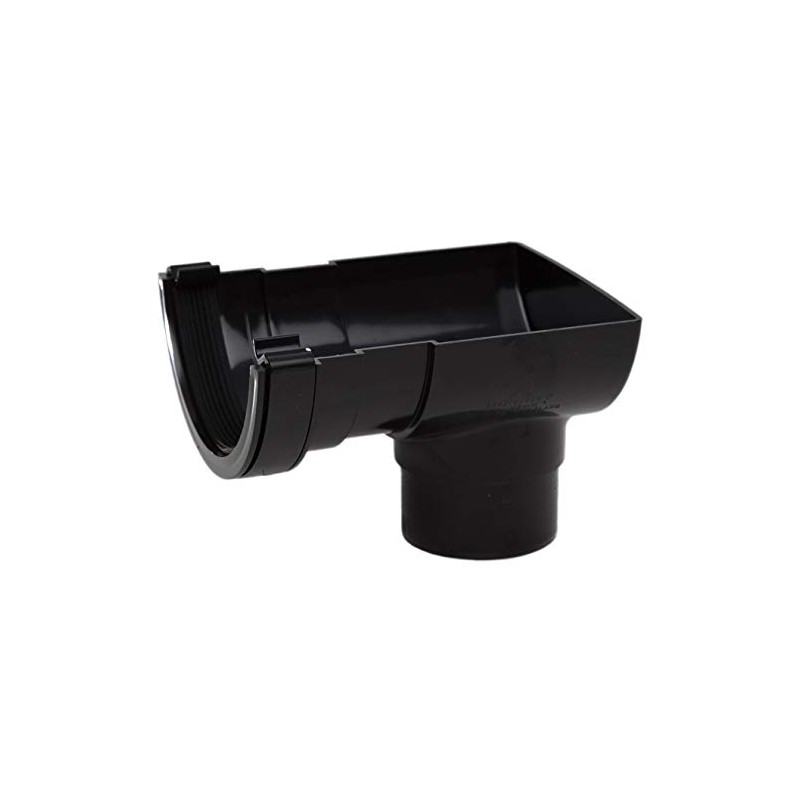POLYPIPE RR106 Black Stop End Outlet for 112mm Half Round