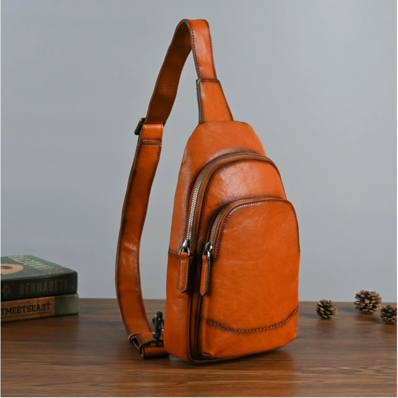 NICE SELECTION Men's Shoulder Bag, Cross-Body Bag, Genuine Leather, Cross-Body
